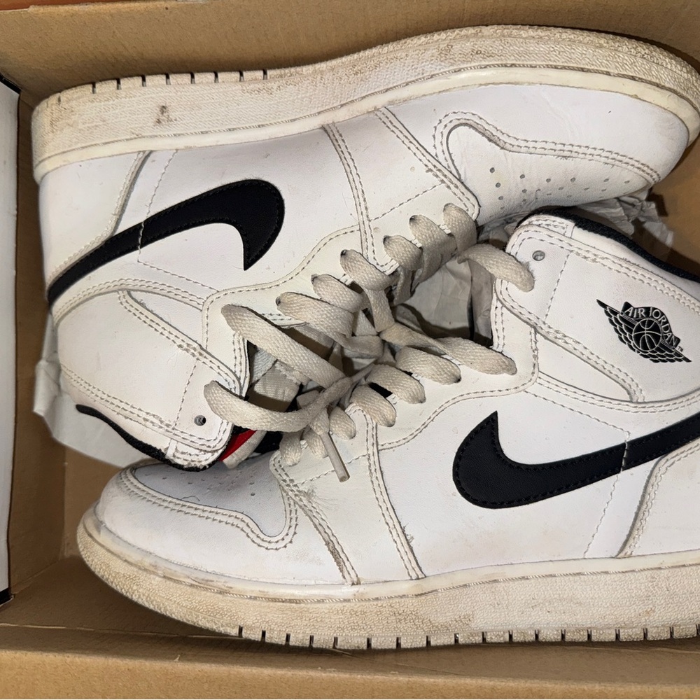 Jordan White and Black High-Top Sneakers